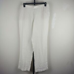 J. Jill White Linen Wide Leg Pull On Elastic Waist Pants
